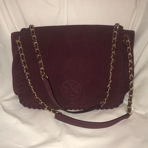 Tory Burch Burgundy Suede Handbag